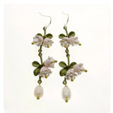 Orange Lily Of The Valley Earrings Vintage Pearl Plant Flower Earring Party Gift