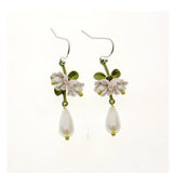 Orange Lily Of The Valley Earrings Vintage Pearl Plant Flower Earring Party Gift