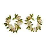 Orange Lily Of The Valley Earrings Vintage Pearl Plant Flower Earring Party Gift