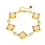 18k Jade Gemstone Bracelet for Women Party Wedding High Jewelry