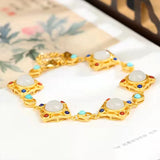 18k Jade Gemstone Bracelet for Women Party Wedding High Jewelry
