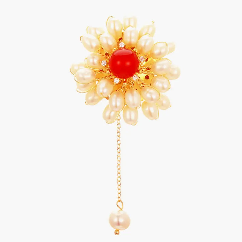 Pearl Flower Sweater Brooch for Women