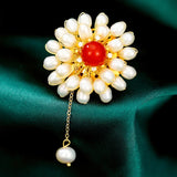 Pearl Flower Sweater Brooch for Women