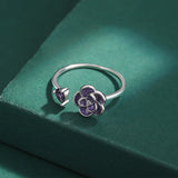 Amethyst Flower Diamond Couple Ring Sterling Silver Engagement Gift