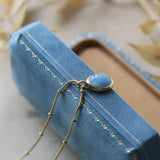 Aquamarine Pendant Necklace 18K Plated Steel Choker Jewelry