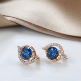 Oval Zircon Clip Earrings 585 Rose Party Wear Jewelry