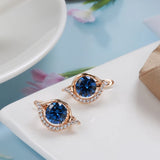 Oval Zircon Clip Earrings 585 Rose Party Wear Jewelry