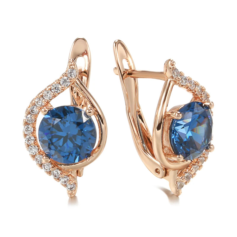 Oval Zircon Clip Earrings 585 Rose Party Wear Jewelry