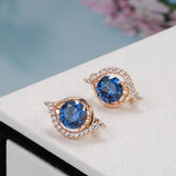 Oval Zircon Clip Earrings 585 Rose Party Wear Jewelry