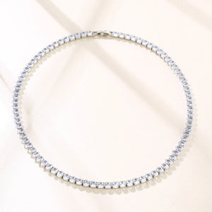 Oval Tennis Chain Iced Out Bling Necklace Cubic Zirconia Crystal Choker Necklace