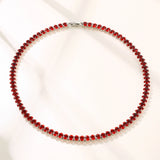 Oval Tennis Chain Iced Out Bling Necklace Cubic Zirconia Crystal Choker Necklace
