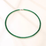 Oval Tennis Chain Iced Out Bling Necklace Cubic Zirconia Crystal Choker Necklace