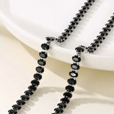Oval Tennis Chain Iced Out Bling Necklace Cubic Zirconia Crystal Choker Necklace