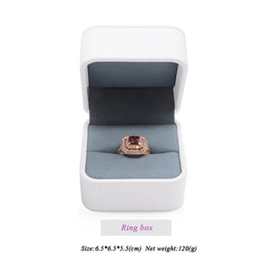 PU Leather Ring Box Pendant Necklace Gift Packing Jewelry Display Organizer Case