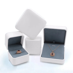 PU Leather Ring Box Pendant Necklace Gift Packing Jewelry Display Organizer Case