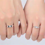 Crown LOVE Heart Adjustable Couple Rings S925 Silver Wedding Jewelry