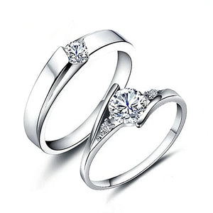 Crown LOVE Heart Adjustable Couple Rings S925 Silver Wedding Jewelry