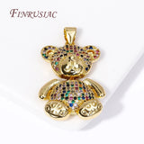 Colored Zircon Bear Necklace 18K Plated Animals Pendant Women