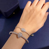 Pave Diamond Crystal Water Drop Charm Beaded Bracelet