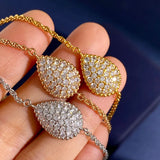 Pave Diamond Crystal Water Drop Charm Beaded Bracelet