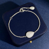 Pave Diamond Crystal Water Drop Charm Beaded Bracelet