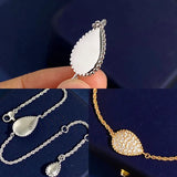 Pave Diamond Crystal Water Drop Charm Beaded Bracelet