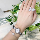 Pave Diamond Crystal Water Drop Charm Beaded Bracelet