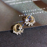 Peacock Crystal Zircon Diamonds Stud Earrings 18k Filled