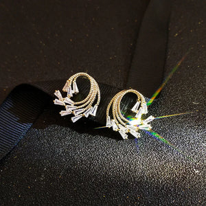 Peacock Crystal Zircon Diamonds Stud Earrings 18k Filled