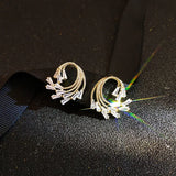 Peacock Crystal Zircon Diamonds Stud Earrings 18k Filled