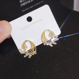 Peacock Crystal Zircon Diamonds Stud Earrings 18k Filled