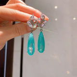 Emerald Paraiba Tourmaline Drop Earrings for Women