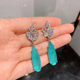 Emerald Paraiba Tourmaline Drop Earrings for Women