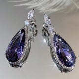 Amethyst Dangle Earrings 925 Silver Party Wedding Drop Earrings