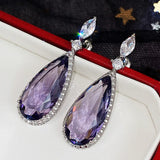 Amethyst Dangle Earrings 925 Silver Party Wedding Drop Earrings