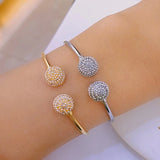 Pearl CZ Cuff Bracelet Bangle for Women Elegant Hand Jewelry 