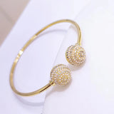 Pearl CZ Cuff Bracelet Bangle for Women Elegant Hand Jewelry 