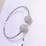 Pearl CZ Cuff Bracelet Bangle for Women Elegant Hand Jewelry 