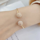Pearl CZ Cuff Bracelet Bangle for Women Elegant Hand Jewelry 