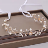 Pearl Headband Wedding Hair Accessories Bridal Tiara Rhinestone Flower