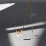 S925 Silver Bowknot Pendant Necklace for Women Girl Wedding Party Gift