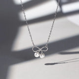 S925 Silver Bowknot Pendant Necklace for Women Girl Wedding Party Gift