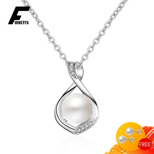 Zircon Pearl Necklace 925 Silver Jewelry for Women Wedding Gift