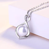 Zircon Pearl Necklace 925 Silver Jewelry for Women Wedding Gift