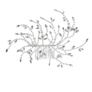 Pearl Rhinestone Comb Hair Accessories Bride Wedding Tiara Headband