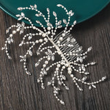 Pearl Rhinestone Comb Hair Accessories Bride Wedding Tiara Headband