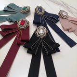 Pearl Vintage Brooch Pins Ribbon Brooches for Women Rhinestones Bow