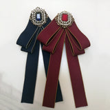 Pearl Vintage Brooch Pins Ribbon Brooches for Women Rhinestones Bow