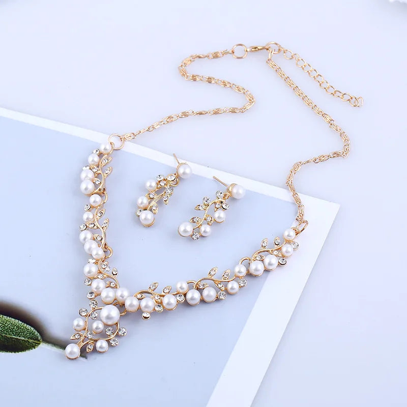 Pearls Bridal Jewelry Set Choker Necklace Party Prom Wedding Bride Accessories