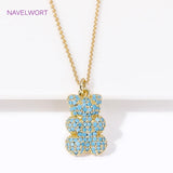 18K Bear Necklace Pave Zircon Gift Jewelry